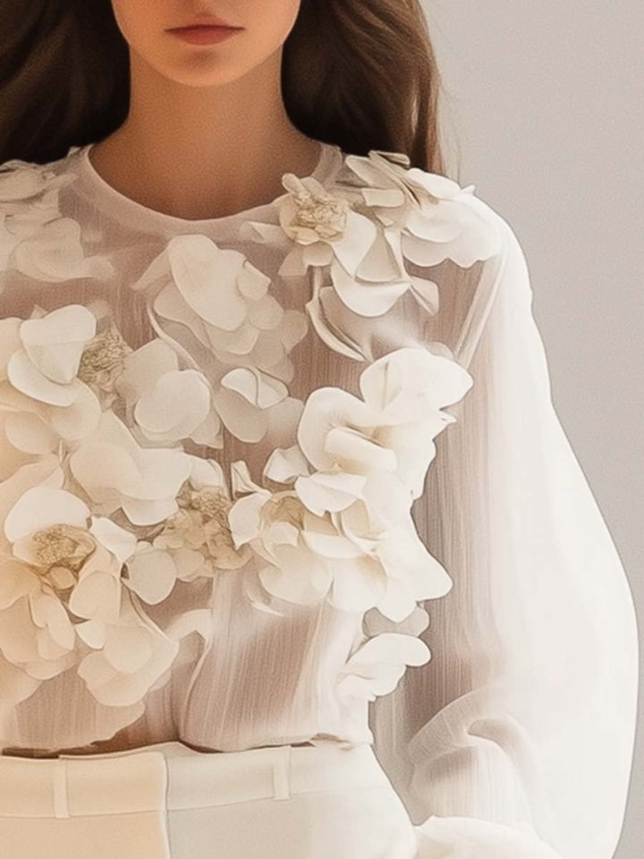 JIANNA - ELEGANT CHIFFON WITH 3D FLORAL TOP