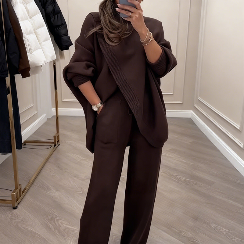 JOANA - ASYMMETRICAL 2-PIECE KNIT SWEATER SET